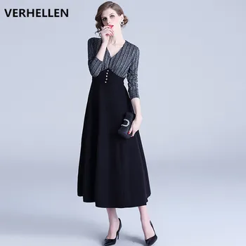 Kvalitetan moderan dizajn подиумное haljina VERHELLEN 2019, ljetno donje elegantan винтажное haljina Hepburn dugi rukav u patchwork stilu