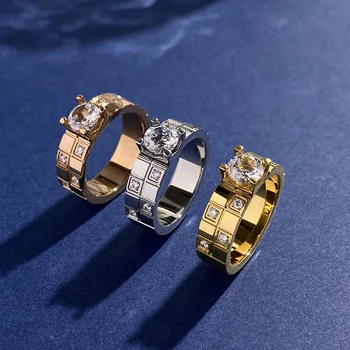 Kvalitetan prsten s kubični cirkon 5 mm AAA Zlatne boje s dva retka snaga vježba, Vjenčano prstenje za žene, Modni Nakit (DJ1591)