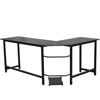 L-dio Stolno Računalo stol Crne boje [Na lageru u SAD-u]