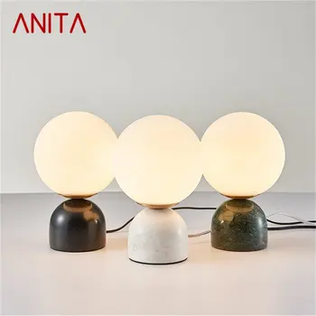 Lampe za čitanje ANITA Nordic LED Винтажное staklo Kreativni dizajn Mramorni stolna lampa Za Moderan dom Dnevnog boravka i Spavaće sobe je Noćni dekor