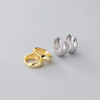 LAVIFAM Jednostavne naušnice-prsten od 100% 925 sterling srebra za žene, široka mala petlja, naušnice-обнимашки, противоаллергические ukras