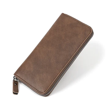 LEBSGE Moderan muški dug torbicu s kopčom za kartice za mobilni telefon, novčanik za kovanice, kockice torbicu od visoko kvalitetne umjetne kože velikog kapaciteta