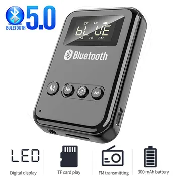 Led Bluetooth adapter 5.0, prijemnik-predajnik, bežični audio za automobilsku glazbe, zvučnik za slušalice, baterija 300 ma, Podržava TF kartice, FM