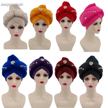 Lijepe ženske kape s dijamantima, afričke kape s автогелем, nigerijski svečana s turbanom, muslimanski hidžab, kapu, šešir