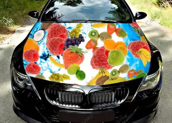 Ljetna Cool voće ispis u boji vinil naljepnica na poklopac motora automobila, naljepnica na poklopac motora kamiona, grafička oznaka na poklopac motora, naljepnica za automobil ukras na red