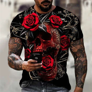 Ljetna muška moda uličnu odjeću u stilu hip-hop u retro stilu kratkih rukava, strma i prozračna sportski быстросохнущая t-shirt.