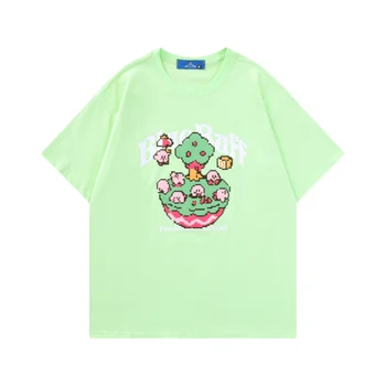 Ljetna novost 2023, ženska majica sa kratkim rukavima i po cijeloj površini, korejski slobodna svakodnevni muška t-shirt, mali zeleni svježi vrh