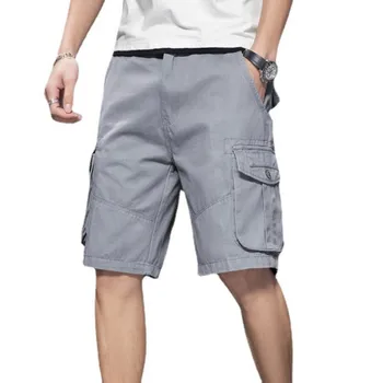 Ljetne muške pamučne gaćice-teretni s više džepova, slobodni vojni radno tijelo, dužine do koljena, socijalne hlače plus size 30-38