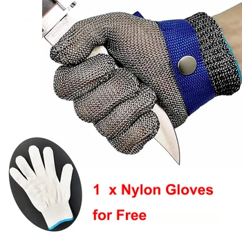 LPRED, 1 par otporne na krojeva rukavice od nehrđajućeg čelika, radne zaštitne rukavice, metalna mreža, zaštita od rezanja za mesara