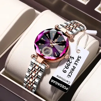 Luksuzni ženski sat POEDAGAR od najbolje marke od nehrđajućeg čelika, vodootporan quartz ženski ručni sat Relogio Feminino, poklon za djevojke + kutija