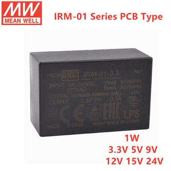 MEAN WELL PCB SMD Style IRM-01 1 W Инкапсулированный Modul ac-dc Tipa Izvora napajanja 3.3 5 9 12 15 24 U