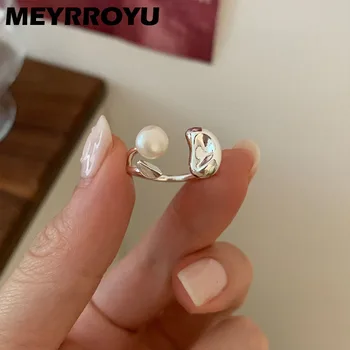 MEYRROYU Korejski Prsten-pljuska s biserima za žene, Djevojčice, 2023, Novi modni nakit, Poklon Drugarici za vjenčanje, dar dama prsten donje