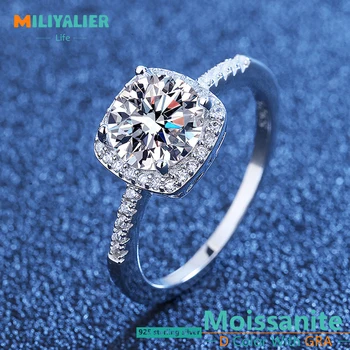 MILIYALIER D Color GRA Certificirani Prsten s Муассанитом za Žene od Srebra S925 Uzorka Za Mladence, Vjenčani Prsten, Poklon za Godišnjicu braka