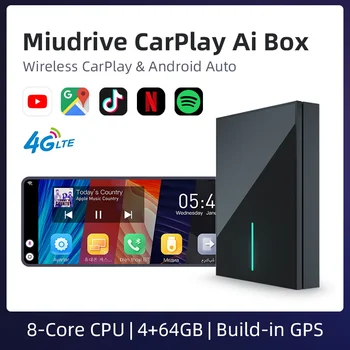 Miudrive Ai Box 4 + 64G Bežični Apple CarPlay Netflix, Youtube, Spotify Google Play Store 4G GPS Za Audi Benz, Volkswagen