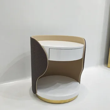 Moderan minimalistički ovalni mali stolić promjera 600 mm s pomičnim pretinac za pohranu