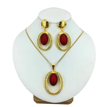 Moderan ženski ogrlica Velike Naušnice set suspenzija Dubai pozlaćena Jednostavan šareni stil Fin ukras za život FHK14902