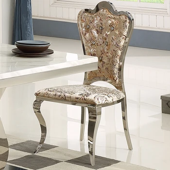 Moderna i минималистичные blagovaona stolice od nehrđajućeg čelika, stolice za blagovaonicu u europskom stilu u dnevnoj sobi, tkanina umjetnički naslon za ruku