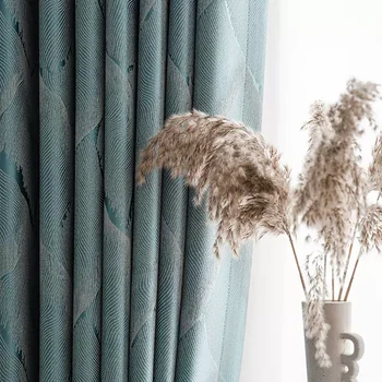 Moderni jednostavna plava luksuzni zavjesa za dnevni boravak i spavaće sobe, zastori / ukrasni prozori s preciznu жаккардовой tekstura, rasprodaja