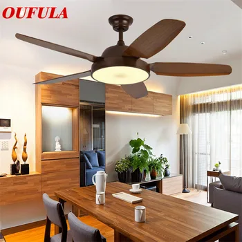 Moderni stropni ventilatori WPD, lampe smeđe boje, lopatice ventilatora s daljinskim upravljanjem, prikladan za blagovanje, spavaće sobe, restoran