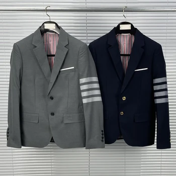 Modni Brand 2023 TB THOM, blazer, muški vuneni casual odijelo, приталенная muška jakna, poslovna službeni kaput na pruge, proljeće-jesen