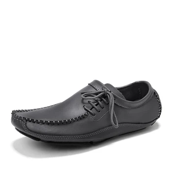 Modni gospodo лоферы, kožna casual muške cipele u ravnim cipelama, dizajnerske gospodo natikače čipka-up, velike veličine 38-47, cipele za vožnju