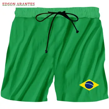 Modni plaža kratke 3D ispis zastava Brazila, ljetne kratke hlacice-bermuda, gospodo zelene nogomet, košarku sportske kratke hlače 6XL