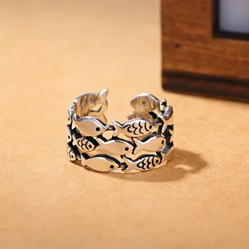 Modni prsten u obliku ribe za žene, muškarce, Personalizirane jednostavne podesivi prsten na prst, nakit za zurke, Modne dodatke, Poklone