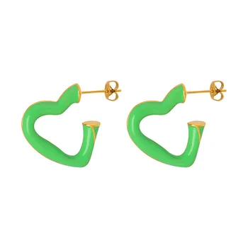 Modni slatka naušnice, kap ulja, zelena geometrijski naušnice u obliku srca, нишевый dizajn, Fin modni nakit