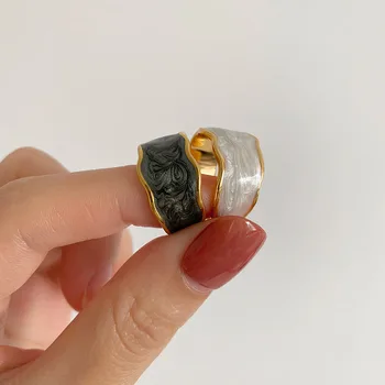 Modni Široko prsten s emajlom za žene i muškarce, raznobojnim podesiva berba metalni Prsten na kažiprst u stilu punk, nakit, Poklon za zurke, izdvojena ponuda