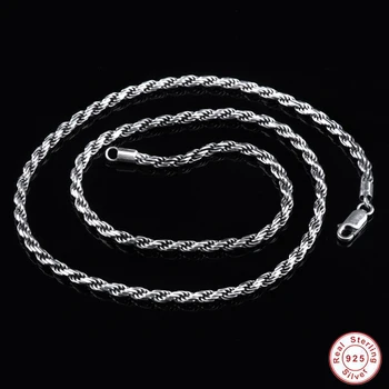 Monotone muški duga ogrlica-lanac od 925 sterling srebra, nakit tajlandski srebro S925, muško fascinantno ogrlicu bez privjesak