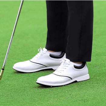 Muške cipele za golf PGM, bijeli sportski casual cipele u stilu aristokrat u britanskom stilu Brock s противоскользящим vodootporan износостойким dizajn