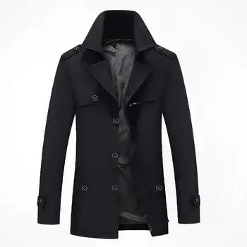 Muške modne jakne, kapute, jesenje marke muške svakodnevne jaknu-kaput srednje dužine, običan тренчи s lapels, gospodo chaquetas