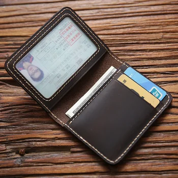 Muški držač za kreditne kartice su od prave kože, starinski kratkom muški novčanik ručni rad u dvije zbrajanje, mali muški novčanik, torbica za vozačku dozvolu