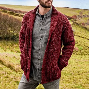 Muški džemper, jakna, odijelo, ovratnik, kardigan na četiri zakopčane, džemper, jakna dugih rukava, zimski modni besplatan topli džemper, jakna