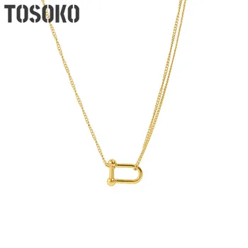 Nakit od nehrđajućeg čelika TOSOKO, ogrlica s ovjesom u obliku Potkove, Ženski modni lanac-Кавикла BSP613