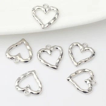 Naušnice od цинкового legure, jednostavne šuplje privjesci u obliku srca, 10 kom./lot za nezavisne proizvodnje nakit, Pribor za pretraživanje