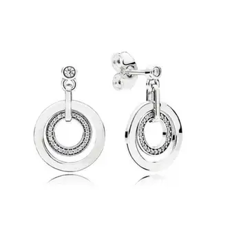Naušnice s dvostrukim okruglim dijamantima od 925 sterling srebra, ženski vjenčani dar, modni nakit