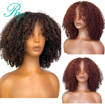 Nevidljivi Омбре Tamnocrvena 99J Boji Kratki Bob Kovrčava 4X4 cvjetne čipke Spone Pixie Cut Perike Od Ljudske Kose Za Crne Žene 250% Remy Hair