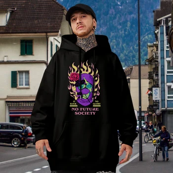 No Future Society of Burning Love Muška majica uličnog i hip-hop sa kapuljačom, Identitet, estetski pulover, trend svakodnevne muške pamučne majice