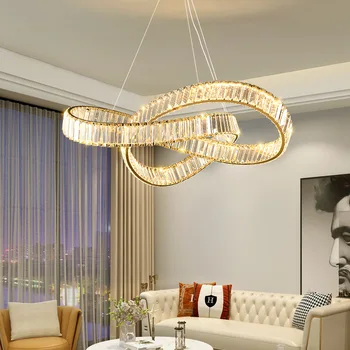 Nordijsko moderna kristalna ring led luster sa luster, viseći svijećnjak, ormari spavaće sobe, viseće svjetiljke za strop