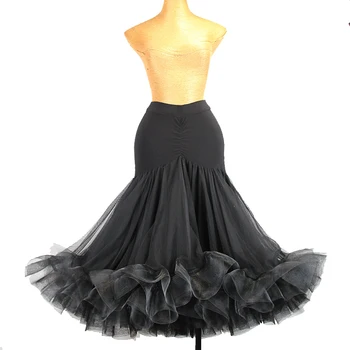 Nova crna suknja za ballroom ples, ženski kostim za valcera, bujna suknja 