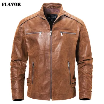 Nova muška мотоциклетная jakna od prave kože, topli kaput od prave svinjske kože za muškarce