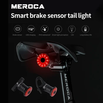 Nova stražnja svjetla za bicikl MEROCA WR15, biciklistička lampa, inteligentni senzor Stop-signal, USB, cestovni bicikl, MTB, punjive stražnja svjetla