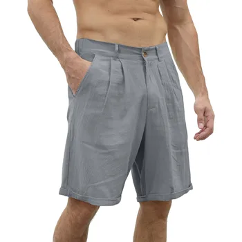 Nove ljetne muške slobodan prozračne hlače od pamuka i lana, sa pet bodova, Udobne i trendy muške kratke hlače, hlače za trčanje