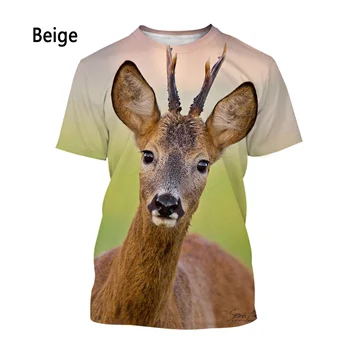 Novi modni majica sa 3D ispis životinja Jelen, muška i ženska ljetna casual majicu u stilu харадзюку s kratkim rukavima, top