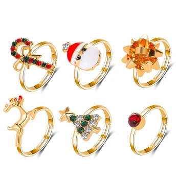 Novi modni skup božićnih prstenova, Božićno drvce, rogovi za žene, poklon nakit, prstenje za božićni domjenak, Pribor Novi dizajn