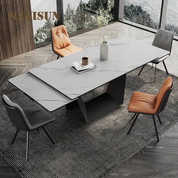 Novi Pull-mramorni stol za kuće, pravokutnog je mali stan, moderan minimalistički dizajn, kombinacija stola i stolice u skandinavskom stilu
