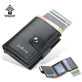 Novi RFID-držač za kartice mini torbicu od Umjetne Kože, Držač za kreditne Kartice za Muškarce, Metal Aluminijska Kutija, Torbica za memorijske