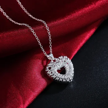 Novi srebrni nakit 925 sterling s očaravajućim сердечком, Elegantno donje Blistavi ogrlica, najverovatnije svadbeni poklon