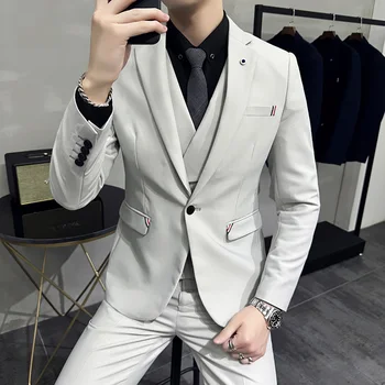 Novi stil, vrhunske kvalitete (odijelo + prsluk + hlače), moderan i lijep koreanska verzija, fine vune monotono vjenčanje trojka